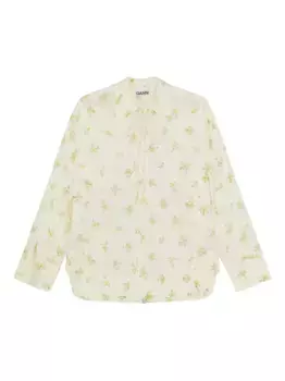 Блузка с цветочным принтом GANNI, нейтральный