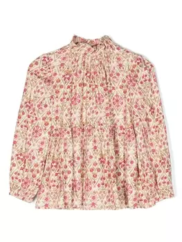 Блузка с цветочным принтом и оборками Il Gufo, бежевый