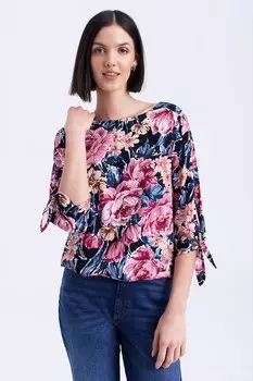 Блузка с цветочным принтом и рукавами 3/4 Greenpoint, розовый