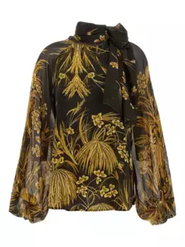 Блузка с цветочным принтом и завязкой на шее F.R.S For Restless Sleepers, черный