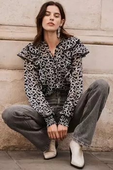 Блузка с цветочным принтом Mint Velvet, черный