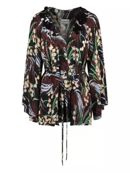 Блузка с цветочным принтом P.A.R.O.S.H., черный