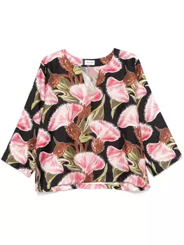 Блузка с цветочным принтом PAROSH P.A.R.O.S.H., черный