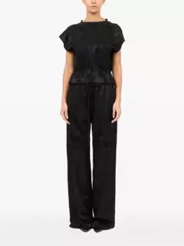 Блузка с цветочным узором и парчой MM6 Maison Margiela, черный