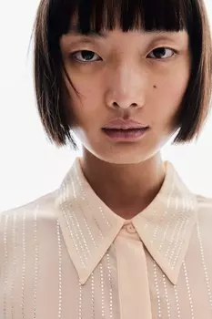 Блузка с декором из стразов H&M, бежевый