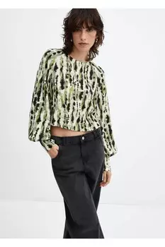 Блузка с детальным узором на завязках Mango, экрю