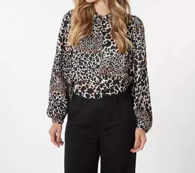 Блузка с длинным рукавом и принтом животных, воротник на пуговицах ESQUALO, цвет print