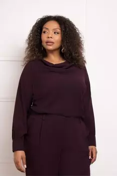 Блузка с длинным рукавом и воротником хомутиком Live Unlimited, красный