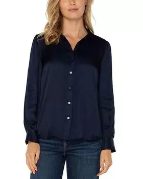 Блузка с длинным рукавом и воротником Liverpool Los Angeles, синий