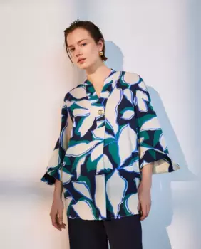 Блузка с длинным рукавом и воротником-стойкой Woman El Corte Ingls, синий