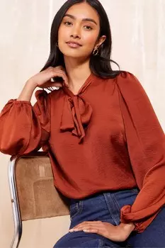 Блузка с длинным рукавом и завязкой бабочкой спереди Friends Like These, красный