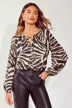 Блузка с длинным рукавом и завязкой спереди Friends Like These, черный