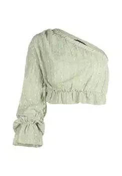 Блузка с длинными рукавами асимметричного кроя. Freshlions, зеленый