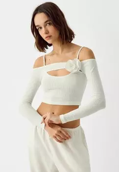 Блузка с длинными рукавами Bershka, бежевый