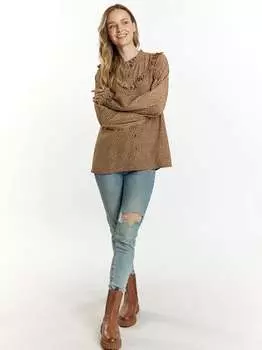 Блузка с длинными рукавами Dreimaster, коричневый