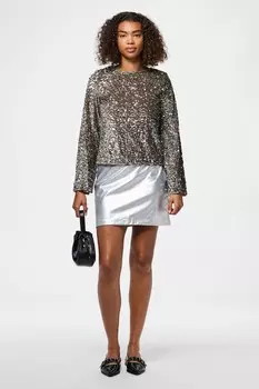 Блузка с длинными рукавами и бантом на спине Pieces, серый