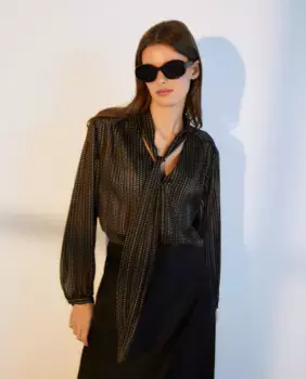 Блузка с длинными рукавами и бантом Woman El Corte Ingls, черный