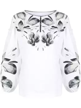 Блузка с длинными рукавами и цветочной вышивкой Yuliya Magdych, белый
