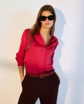 Блузка с длинными рукавами и денонсированным воротником Woman El Corte Ingls, цвет Buganvilla