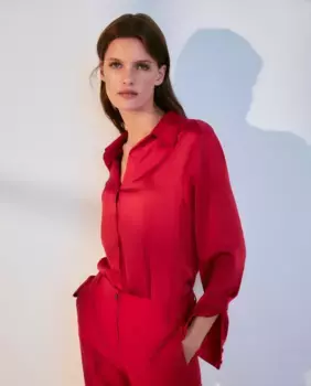 Блузка с длинными рукавами и денонсированным воротником Woman El Corte Ingls, красный