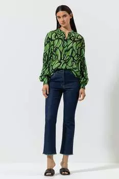 Блузка с длинными рукавами и графическим принтом LUISA CERANO, цвет the curly graphic print-green
