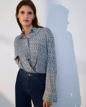 Блузка с длинными рукавами и карманами Woman El Corte Ingls, синий