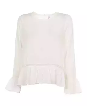 Блузка с длинными рукавами и кружевной вставкой Sun68, белый