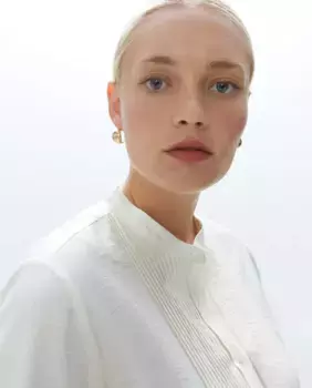 Блузка с длинными рукавами и кулиской Couchel, белый