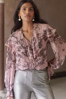 Блузка с длинными рукавами и накидкой Love & Roses, розовый