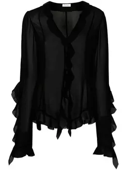 Блузка с длинными рукавами и оборками Acne Studios, черный