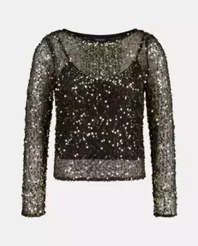 Блузка с длинными рукавами и пайетками Tintoretto, черный