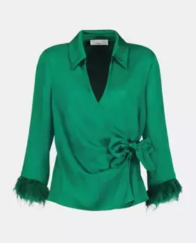 Блузка с длинными рукавами и перьями Woman El Corte Ingls, зеленый