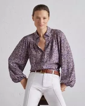Блузка с длинными рукавами и принтом Lloyd's, фиолетовый