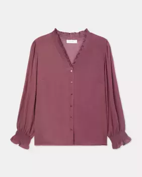 Блузка с длинными рукавами и рюшами Couchel, сиреневый