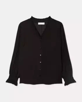Блузка с длинными рукавами и рюшами Couchel, черный