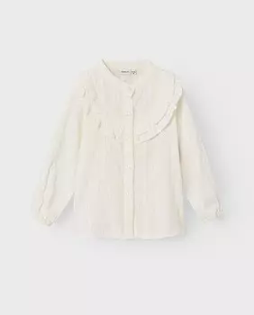 Блузка с длинными рукавами и рюшами Name It, белый
