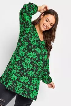 Блузка с длинными рукавами и складками Yours, зеленый