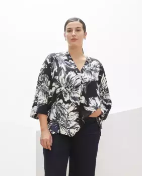 Блузка с длинными рукавами и V-образным вырезом Couchel, черный