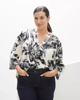 Блузка с длинными рукавами и V-образным вырезом Couchel, белый