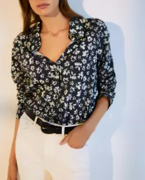 Блузка с длинными рукавами и воротником-рубашкой Woman El Corte Ingls, синий