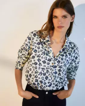 Блузка с длинными рукавами и воротником-рубашкой Woman El Corte Ingls, белый