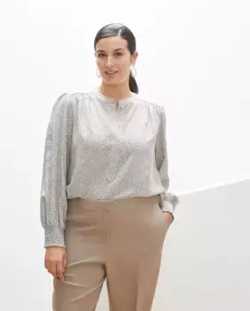 Блузка с длинными рукавами и воротником-стойкой Couchel, синий