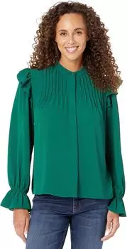 Блузка с длинными рукавами и вышивкой CeCe, цвет Alpine Green