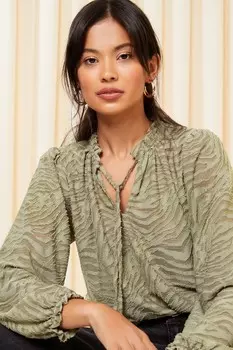 Блузка с длинными рукавами из фактурного трикотажа Friends Like These, зеленый