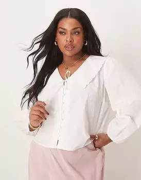 Блузка с длинными рукавами Nobody's Child Plus Birdie белого цвета