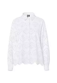 Блузка с длинными рукавами Pieces, белый