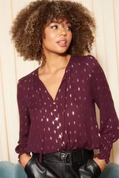 Блузка с длинными рукавами принтом и завязкой на шее Friends Like These, красный