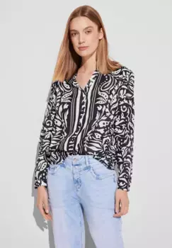 Блузка с длинными рукавами STREET ONE из чистого хлопка, синий