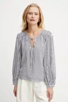 Блузка с добавлением льна ADDA Marella, темно-синий