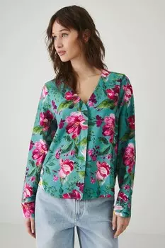 Блузка с добавлением льна Medicine, бирюзовый